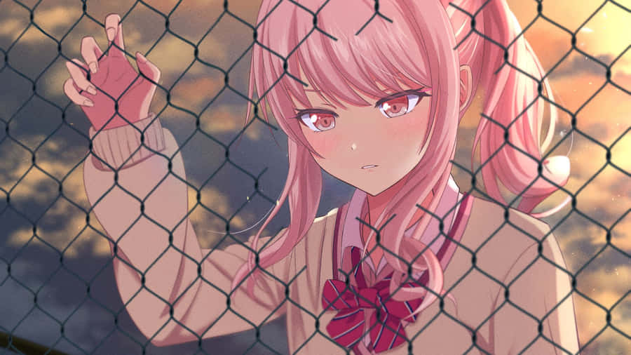 Mizuki Akiyama Behind Fence Wallpaper