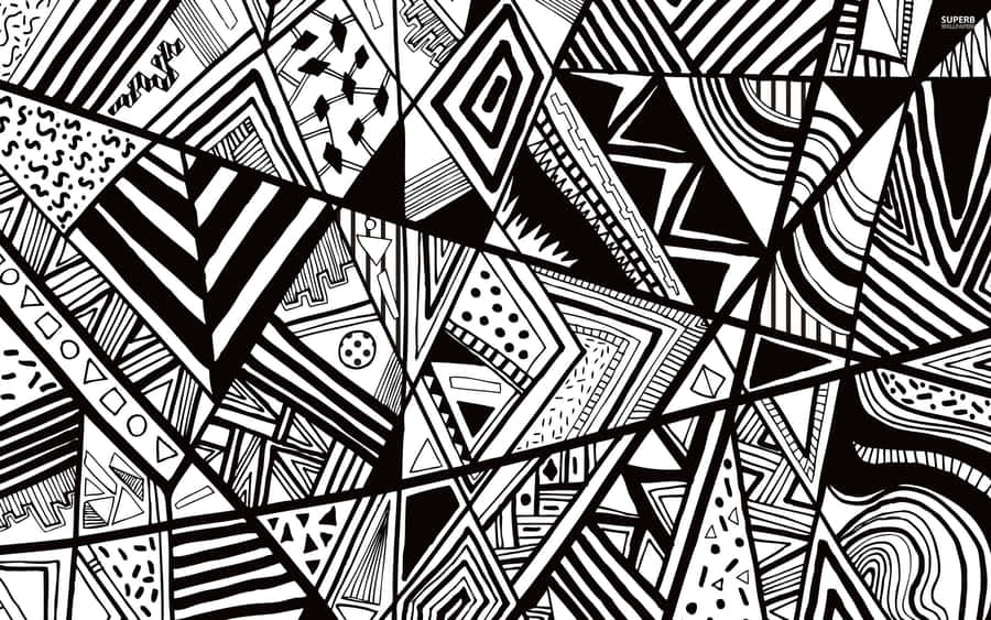 Modern Black And White Geometric Design Wallpaper