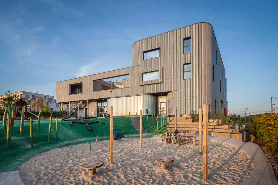 Modern Educational Building Schifflange Luxembourg Wallpaper