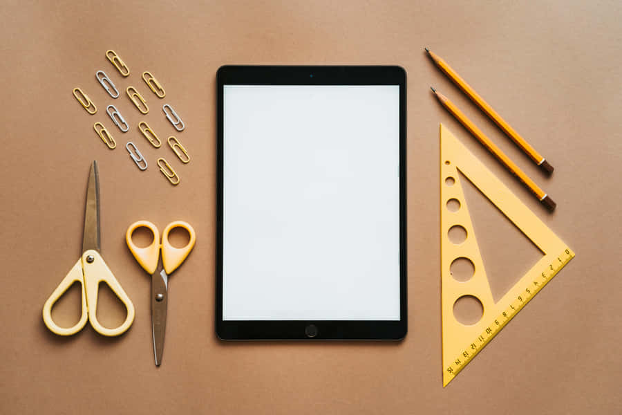 Modern Educational Tools Flatlay Wallpaper