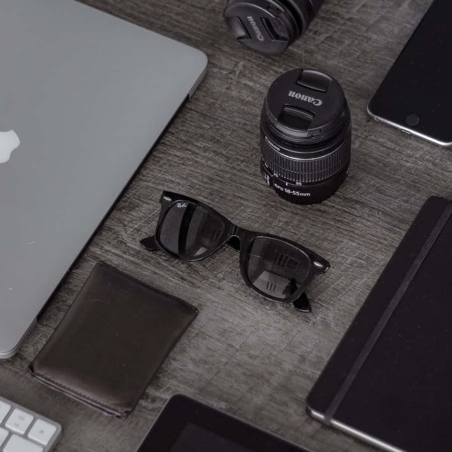 Modern Tech Workspace Accessories Wallpaper