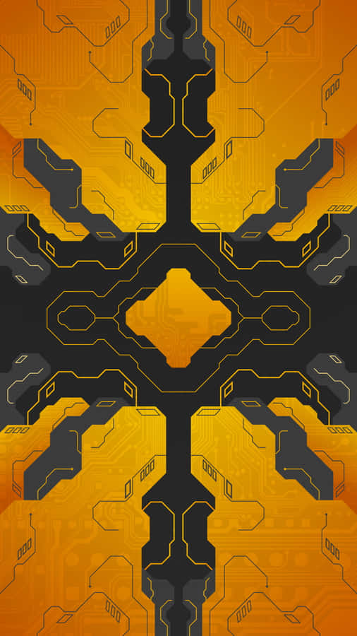 Modern Techno Circuit Cyber Geometry Iphone Wallpaper