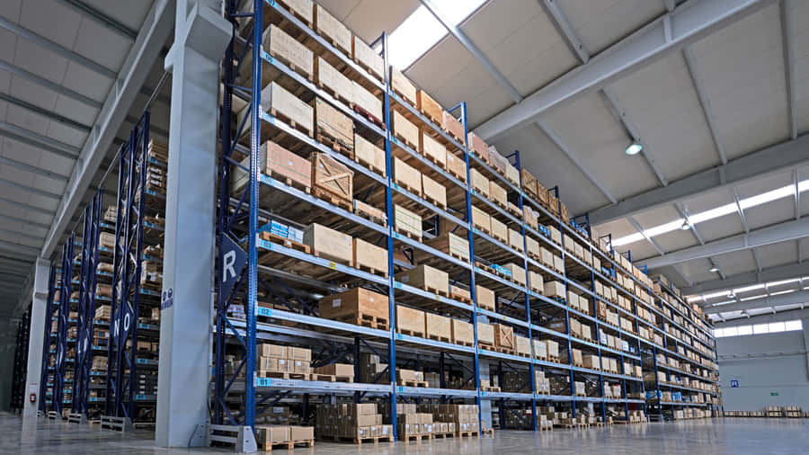 Modern Warehouse Shelving System Wallpaper