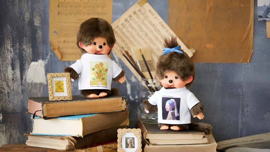 Monchhichi Dolls With Books Wallpaper