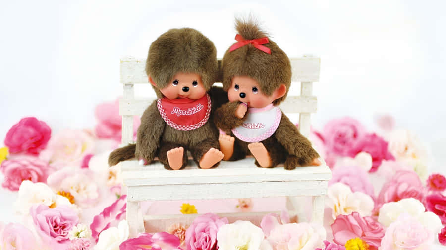 Monchhichi Dolls With Flowers Wallpaper
