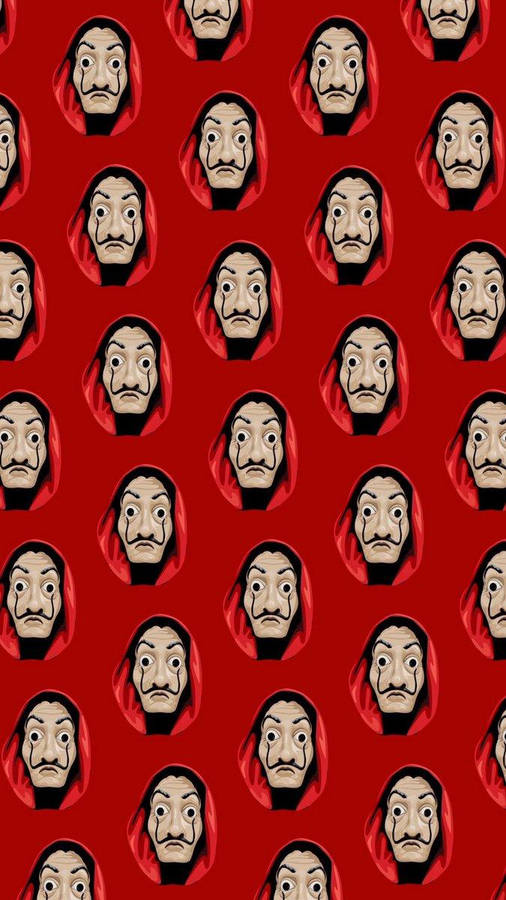 Money Heist Mask Pattern Wallpaper