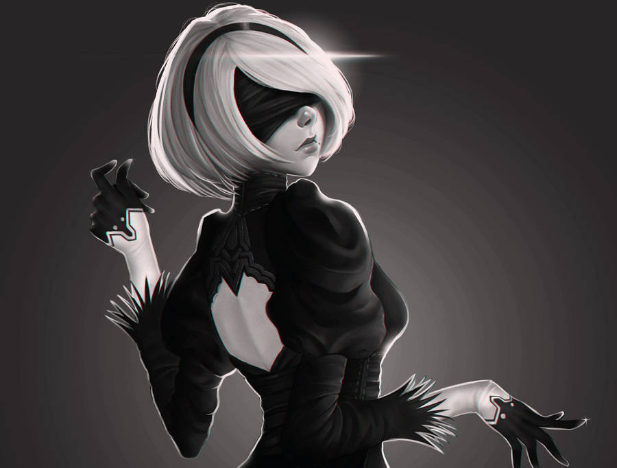Monochromatic Nier Automata 2b Wallpaper