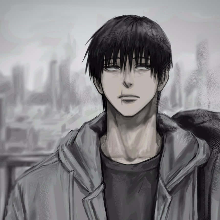 Monochrome_ Anime_ Character_ Portrait Wallpaper