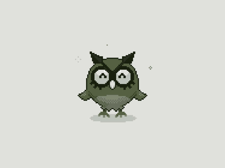 Monochrome Pixel Art Of Hoothoot Pokémon Wallpaper