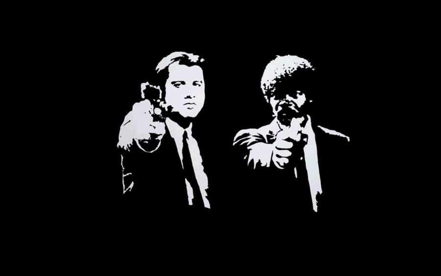 Monochrome Pulp Fiction Vincent Vega Jules Winnfield Wallpaper