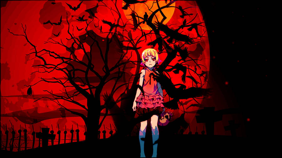 Monogatari Red Moon Shinobu Wallpaper