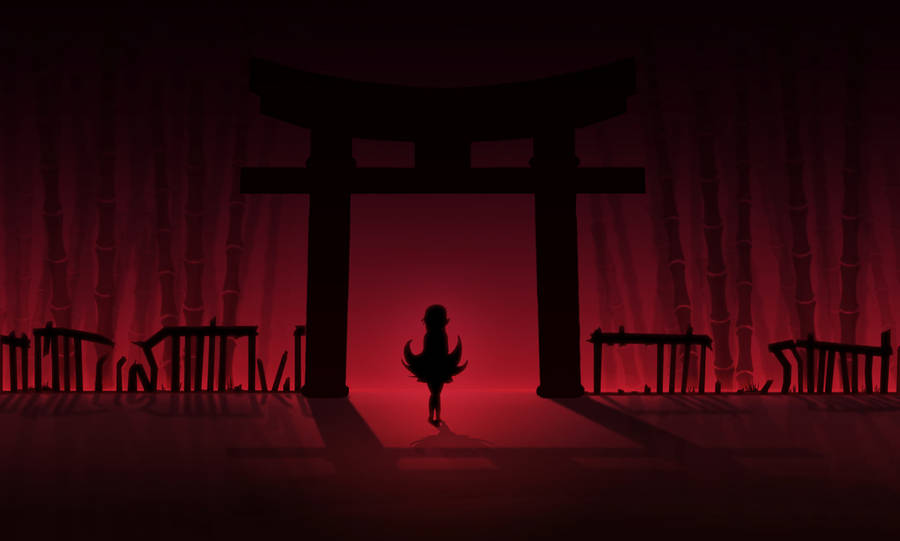 Monogatari Red Silhouette Wallpaper