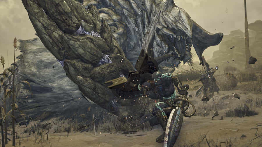 Monster Hunter Wilds Epic Wyvern Battle Wallpaper