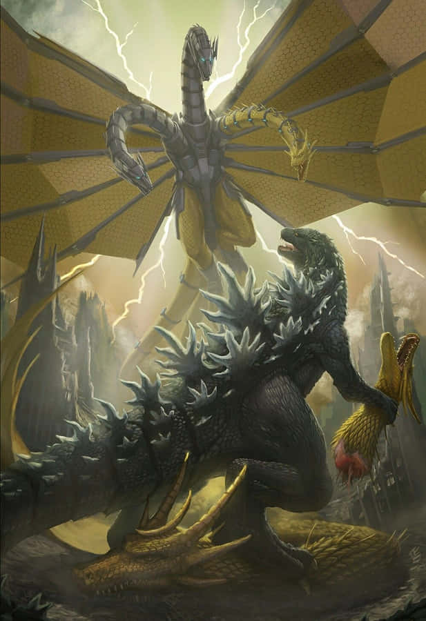 Monsterverse Titans Collide In Explosive Showdown Wallpaper