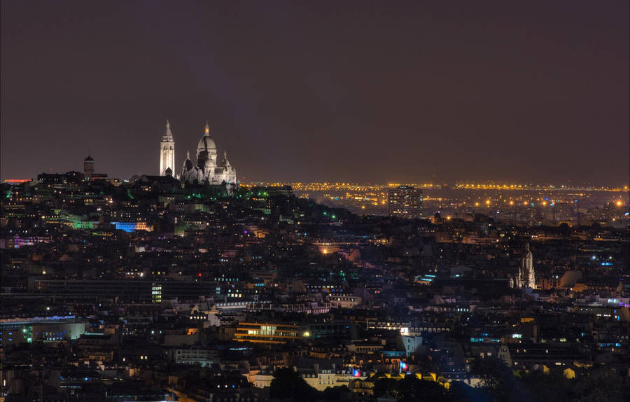Montmartre Sacre Coeur Basilica At Night Wallpaper