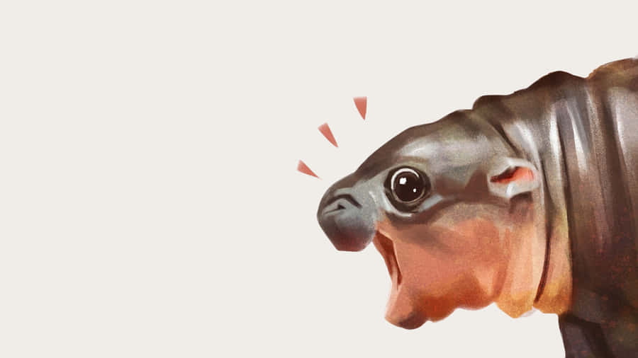 Moo Deng Animal Illustration Wallpaper