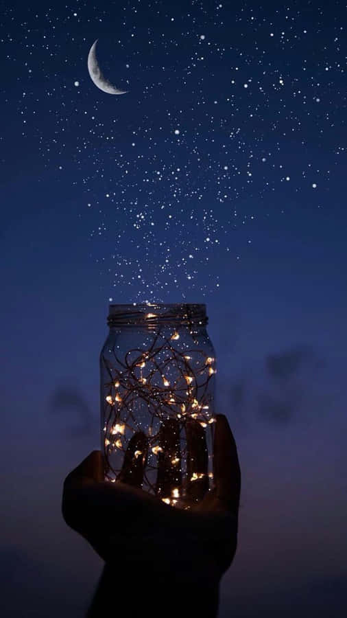 Moon And Stars Phone Jar Wallpaper