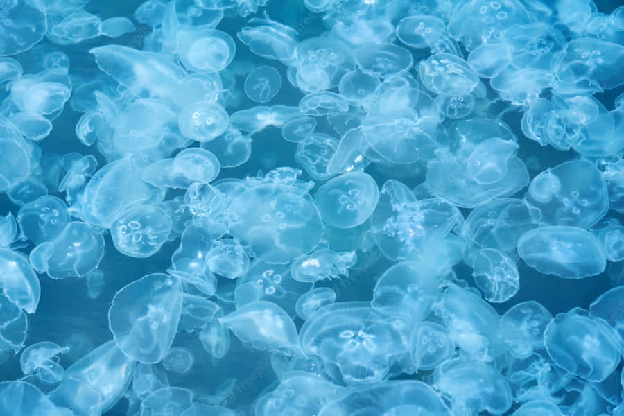 Moon Jellyfish Swarm Underwater Wallpaper