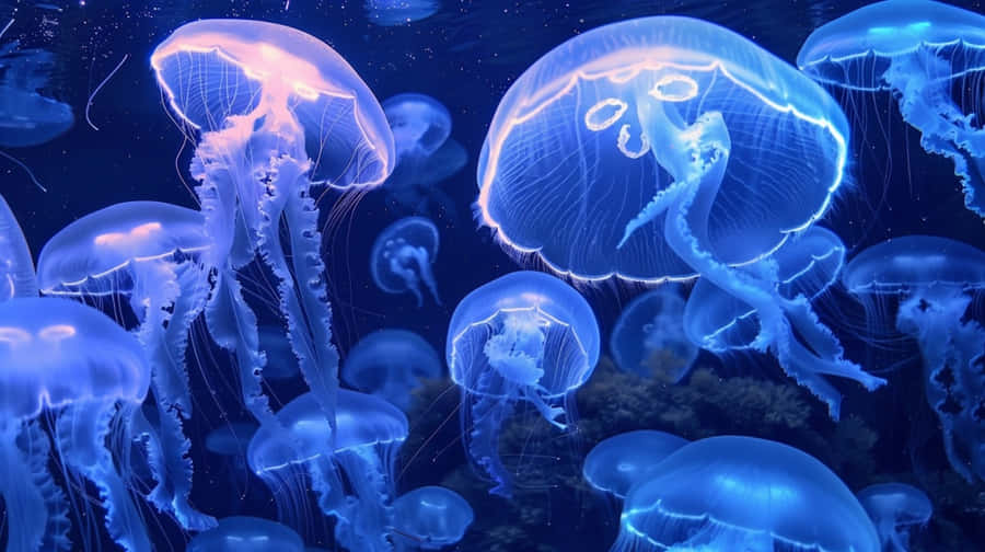 Moon Jellyfish Swarm Underwater Wallpaper