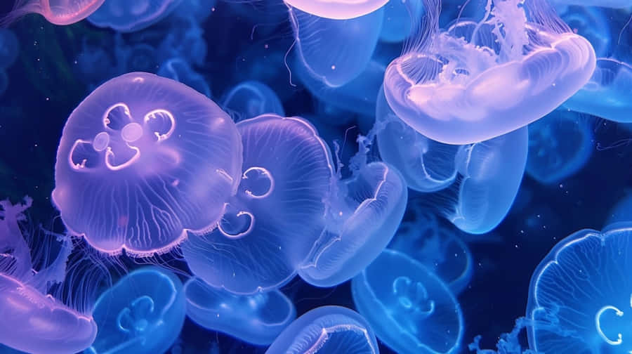 Moon Jellyfish Swarm Underwater Scene Wallpaper