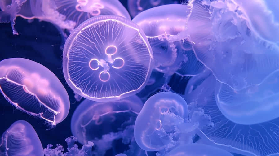 Moon Jellyfish Underwater Dance Wallpaper