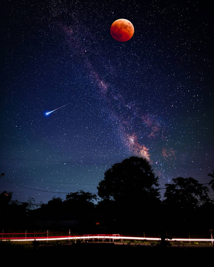 Moon Lunar Eclipse Galaxy Wallpaper