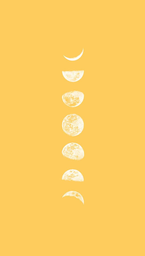 Moon Phase Pastel Yellow Aesthetic Wallpaper