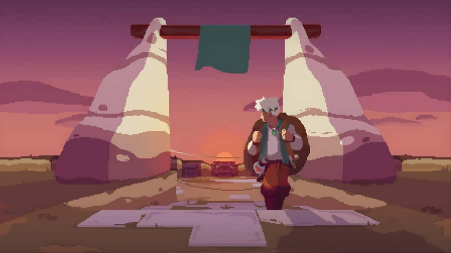 Moonlighter Character At Camp Wallpaper