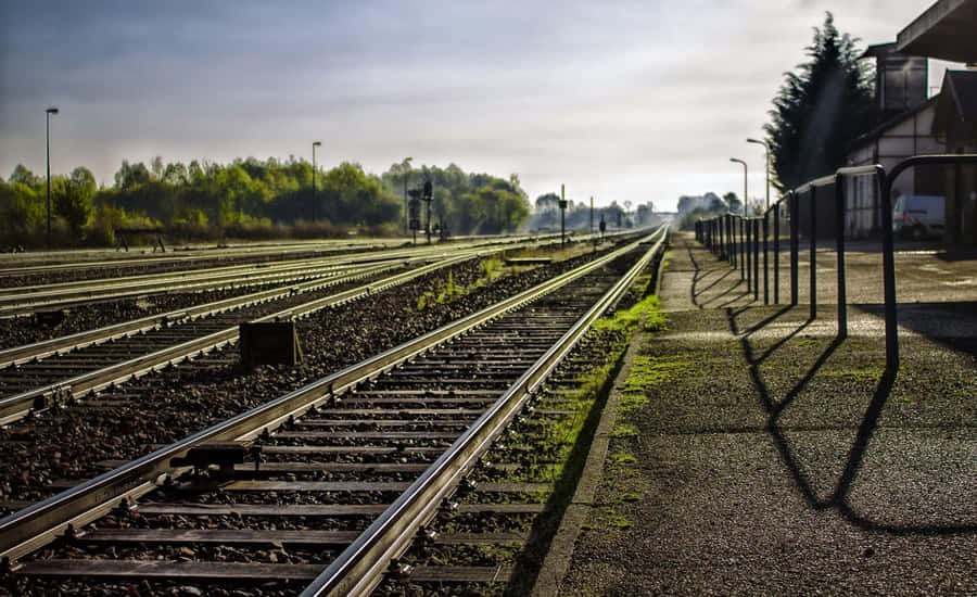 Morning Light Train Tracks Wallpaper