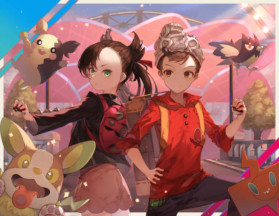 Morpeko, Marnie, And Victor Wallpaper