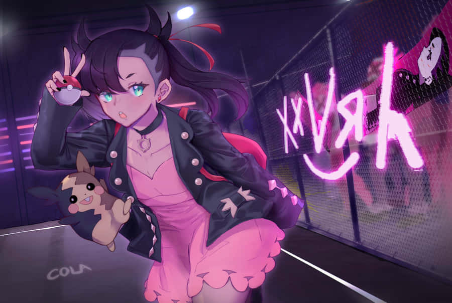 Morpeko With Marnie Wallpaper