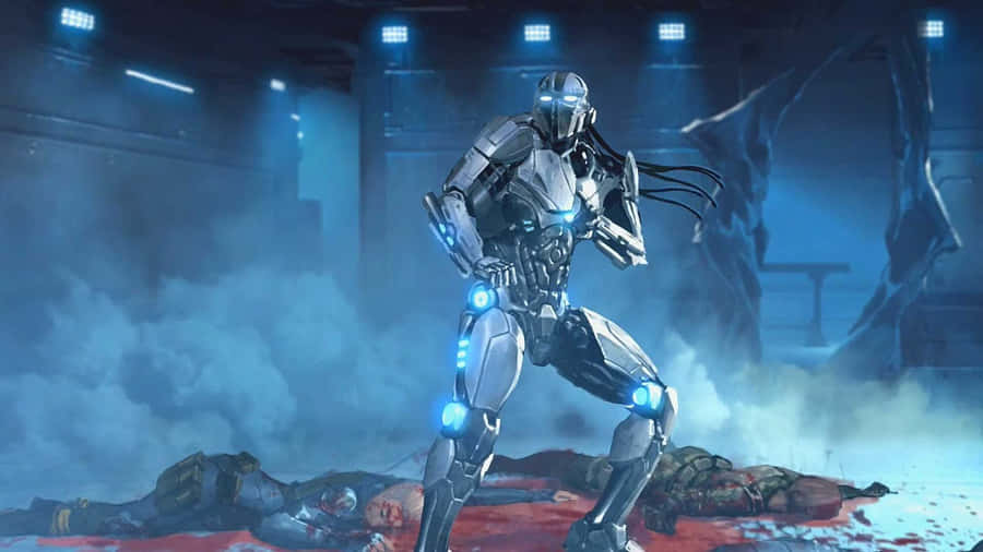 Mortal Kombat Triborg In Action Against Sub-zero Wallpaper