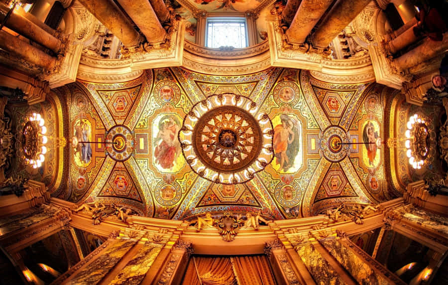 Mosaic Panels At Paris Opera House Wallpaper