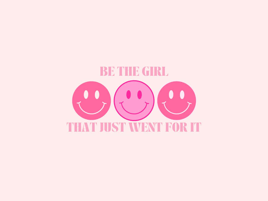Motivational Preppy Pink Smiley Faces Wallpaper