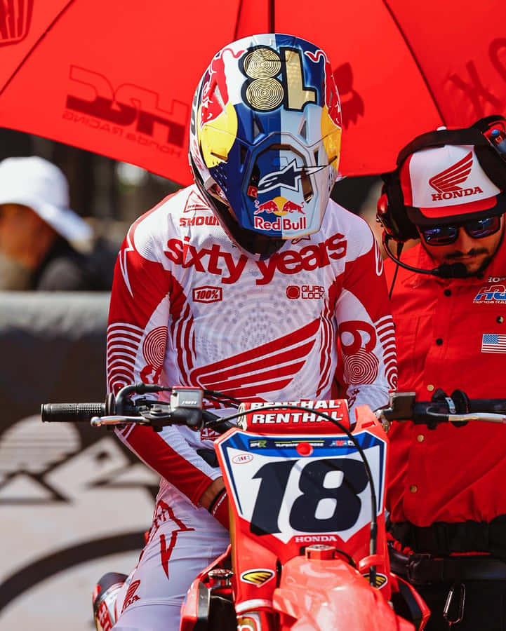 Motocross Racer Jett Lawrence Pre Race Concentration Wallpaper