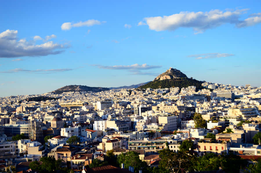 Mount Lycabettus Clear Cloudy Sky Wallpaper