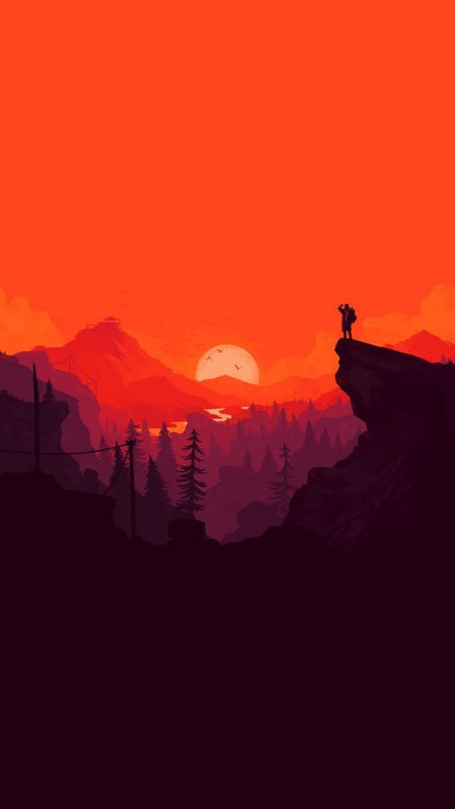 Mountain Sunset Simple Phone Wallpaper