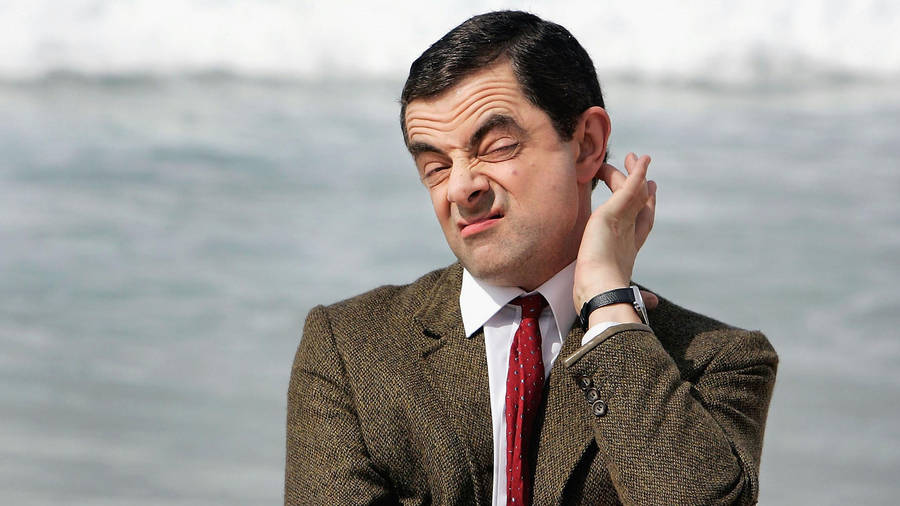 Mr. Bean Scratch Head Pose Wallpaper
