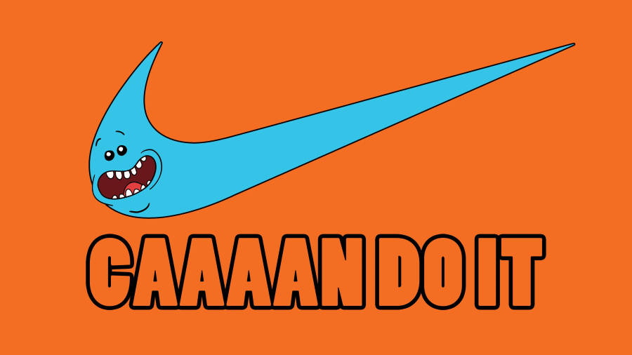 Mr Meeseeks Nike Logo In Orange Wallpaper