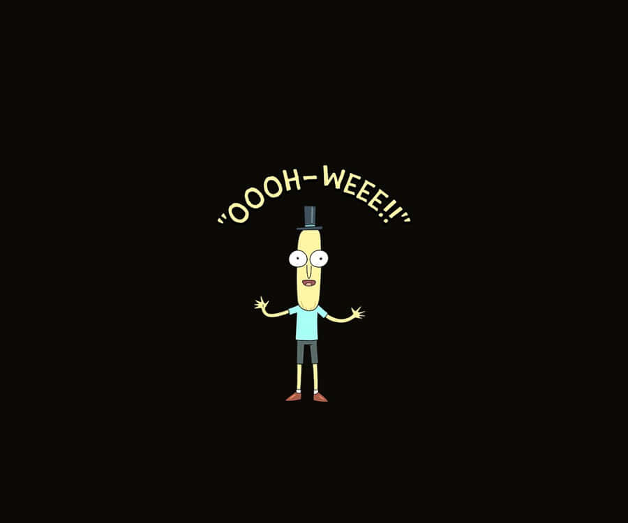 Mr. Poopybutthole In His Iconic Pose On A Colorful Background Wallpaper