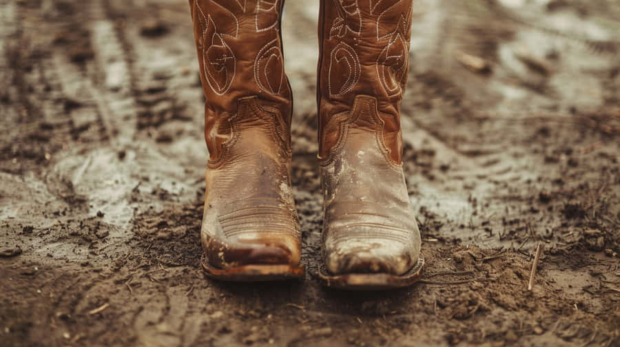 Muddy Cowboy Boots Wallpaper