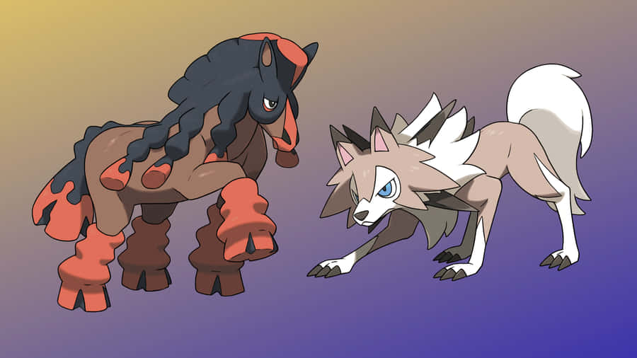 Mudsdale And Lycanroc Wallpaper