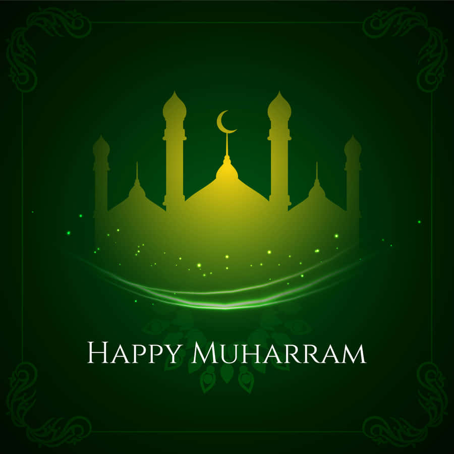 Muharram Crescent Moon And Mosque Silhouette Against Night Sky Wallpaper