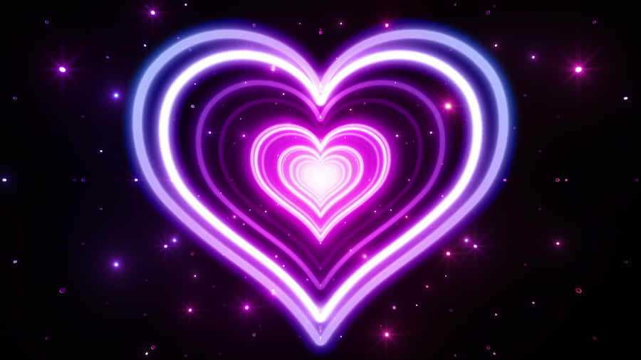 Multiple Pink And Purple Neon Heart Lights Wallpaper