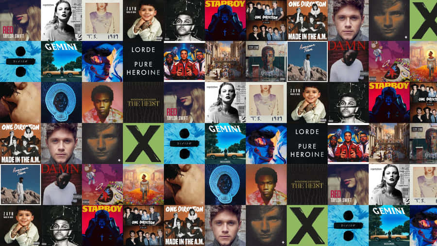 Music Album Collage Taylor Swift Centered Wallpaper