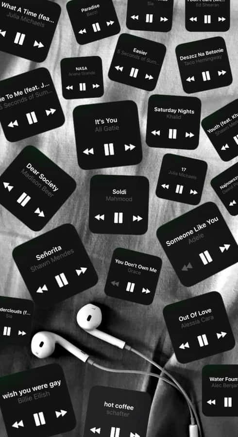 Music Streaming App Interface Earphones Wallpaper