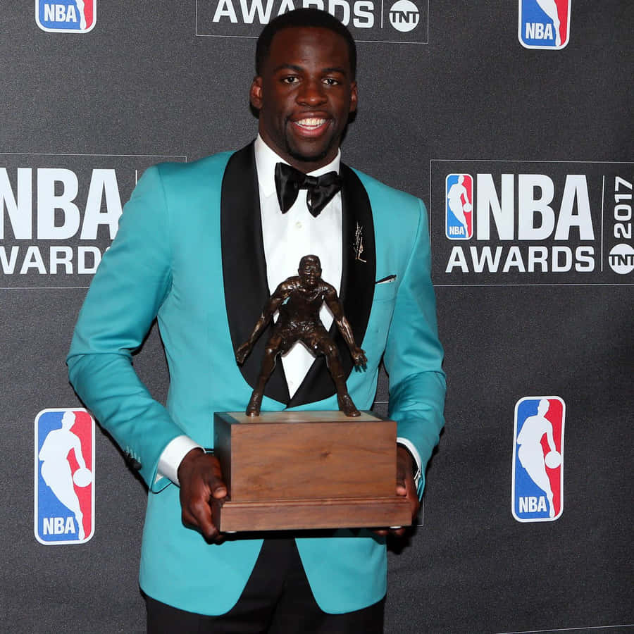 Mvp Player Holding Prestigious Nba Award Wallpaper