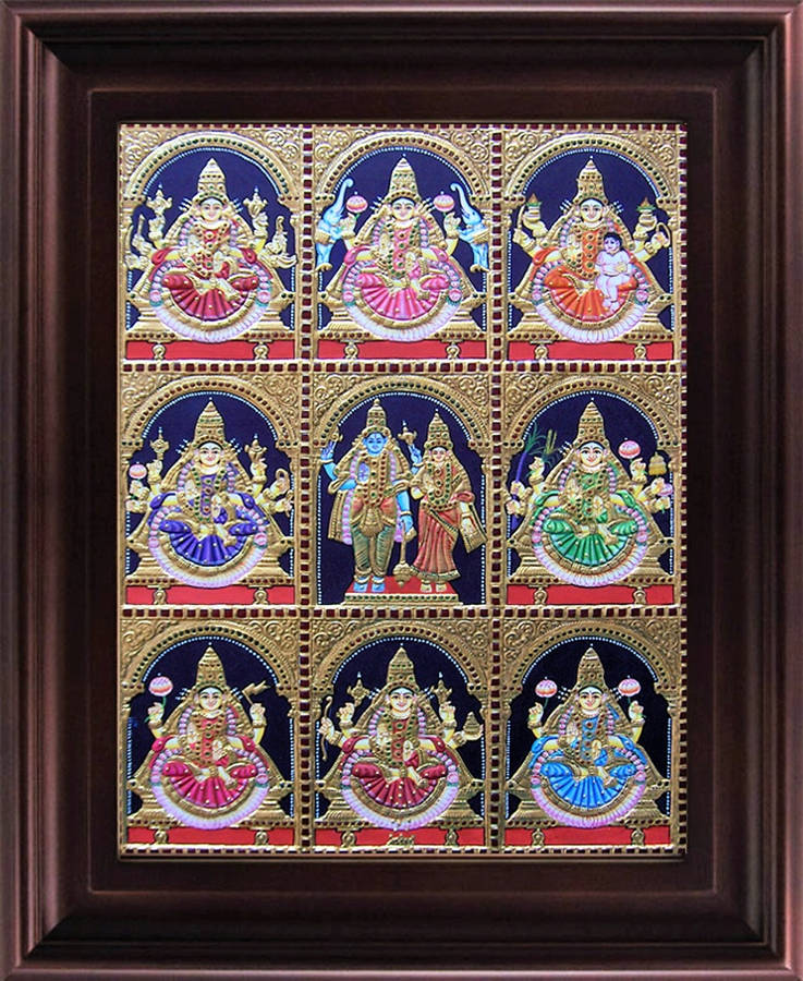 Myangadi Tanjore Painting Ashta Lakshmi Wallpaper