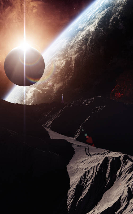 Mysterious Alien Silhouette On An Unknown Planet Wallpaper