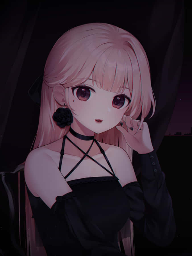 Mysterious Anime Girl Nighttime Wallpaper